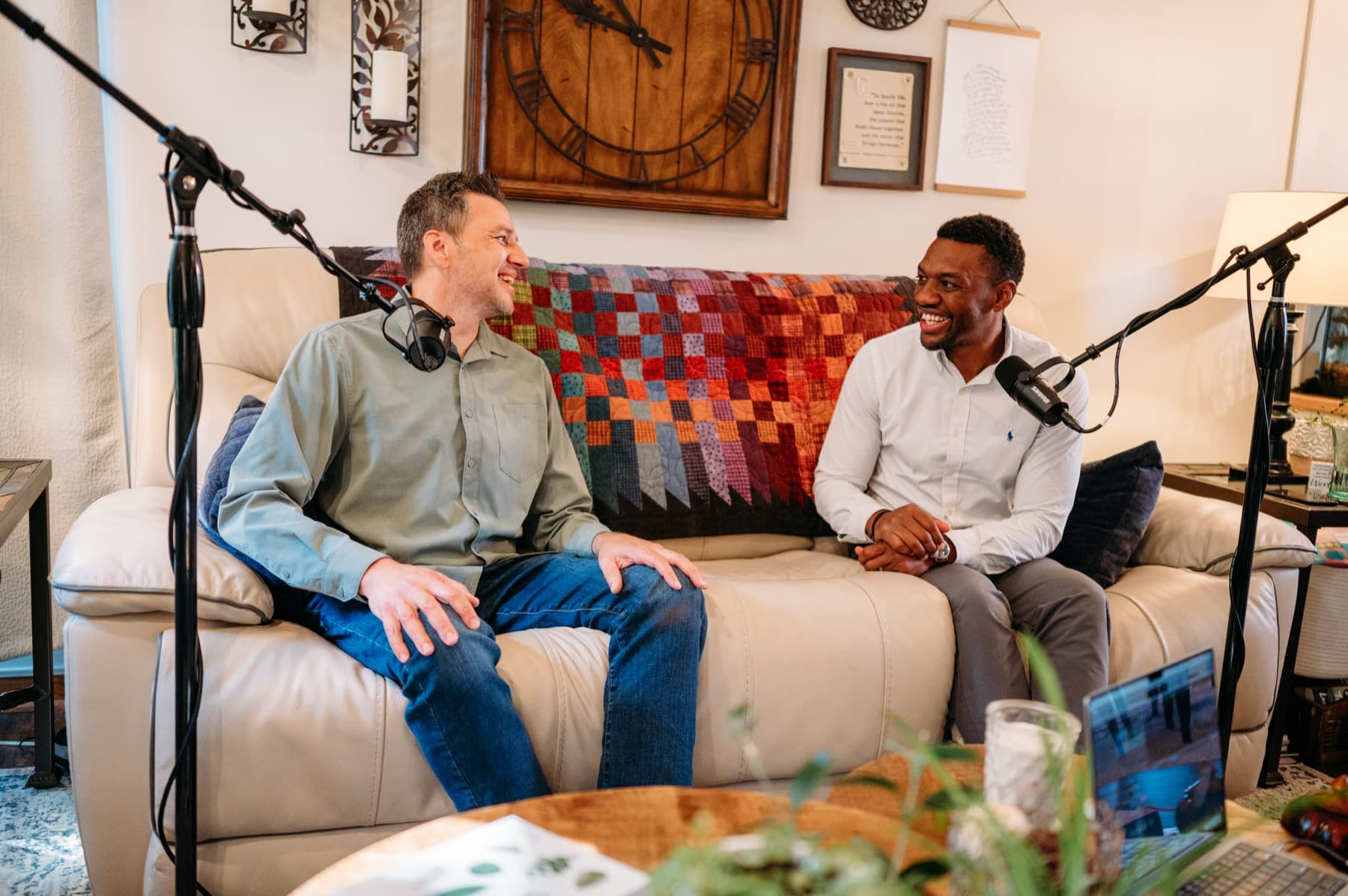 Eric Henry and Rahn Franklin Jr. recording The Grand Weaver podcast